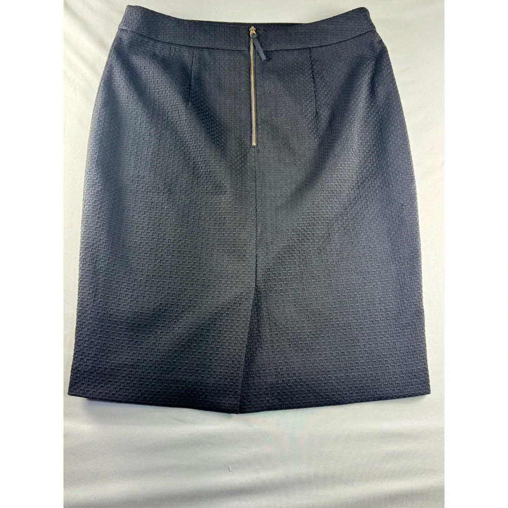 Ann Taylor Grey Textured Basketweave Pencil Skirt Gold Back Zip Size 6‎ Office